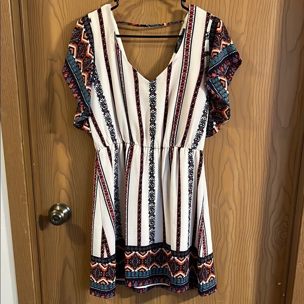 Crystal Sky Bohemian Striped V-Neck Women’s Dress Medium